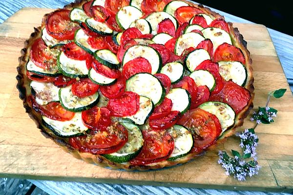 Tomato and Zucchini Tart with Parmesan Shortcrust Pastry