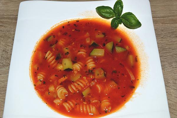 Tomato Noodle Soup with Zucchini