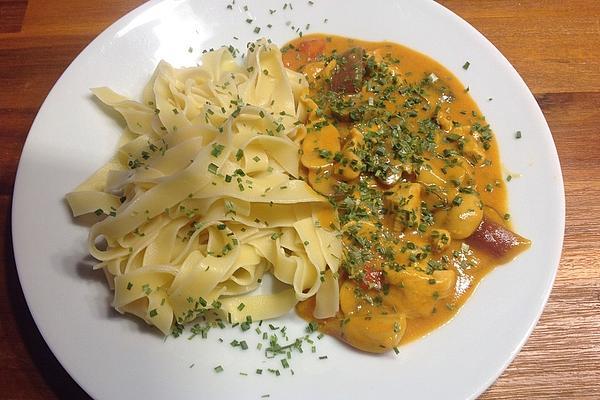 Turkey and Cream Goulash on Ribbon Noodles