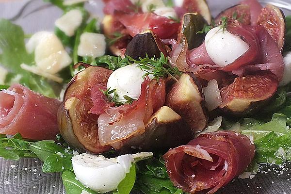 Warm Figs on Rocket with Mozzarella