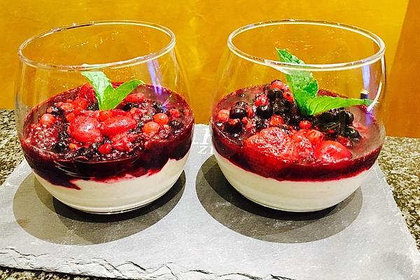 White Chocolate Curd Dessert with Raspberry Puree