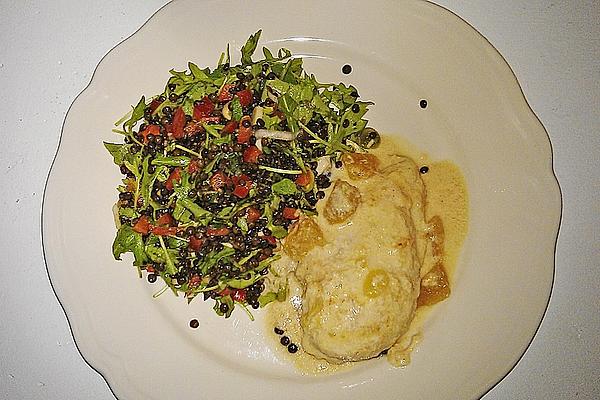 Yogurt Mango Chicken with Lentil Salad