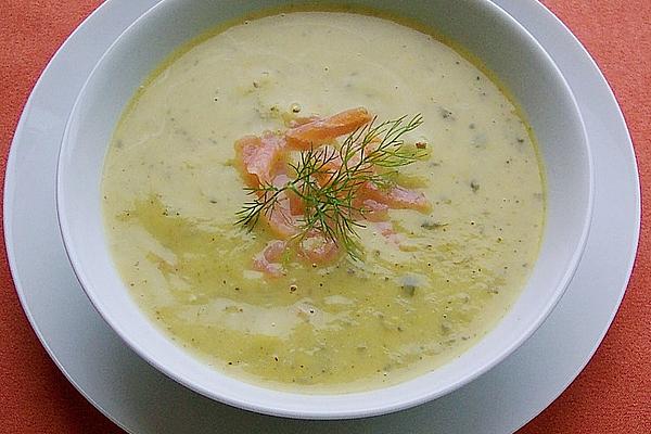 Zucchini Cream Soup with Salmon