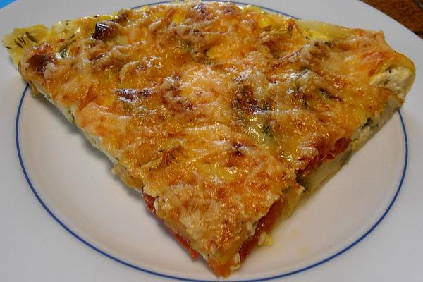 Zucchini Tart with Turmeric Onions and Fresh Goat Cheese