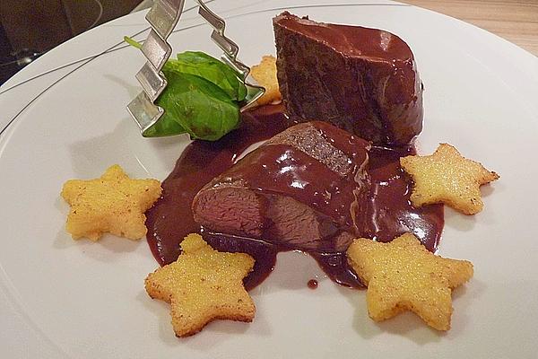 3 Star Venison Fillet with Polenta Stars and Almond Broccoli