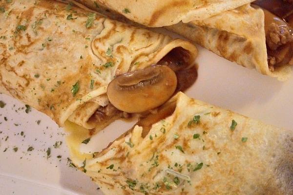 Pancakes with Mushroom Mince Filling