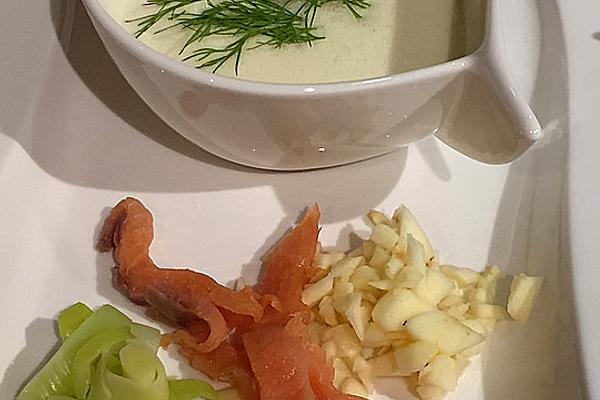 Apple Soup Accompanied By Smoked Salmon