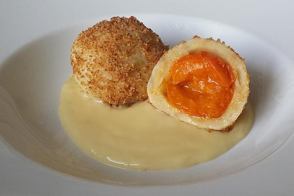 Apricot Dumplings with Quick Vanilla Sauce