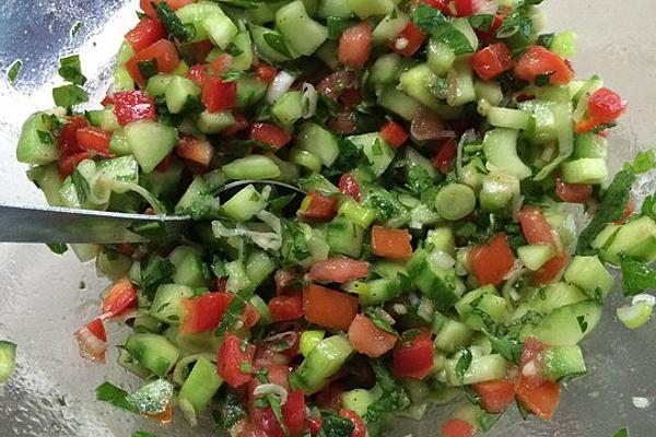 Arabic Salad with Mint Lemon Dressing