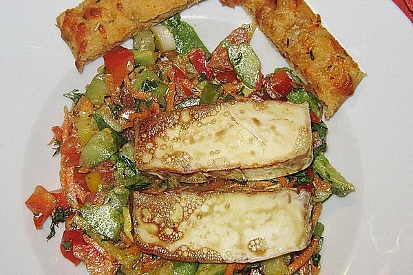 Arabic Vegetable Salad with Baked Goat Cheese