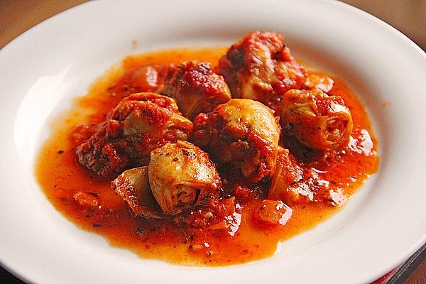 Artichokes in Tomato Sauce, Baked