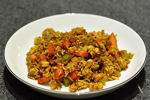 Asian Pan with Rice and Prawns