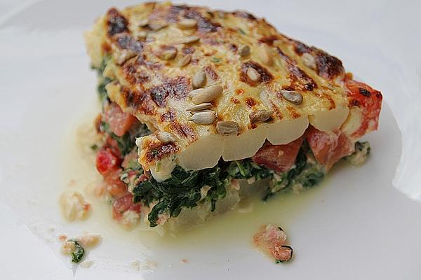 Asparagus Bake with Spinach Leaves and Smoked Salmon