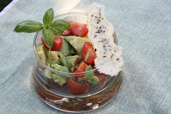 Avocado – Tomato Cocktail with Parmesan Stick