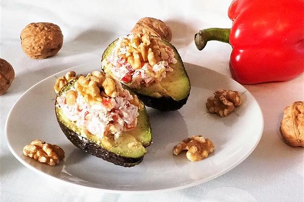 Avocado with Cream Cheese and Ham Filling
