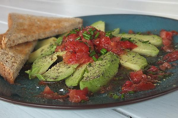 Avocado with Tomato Vinaigrette