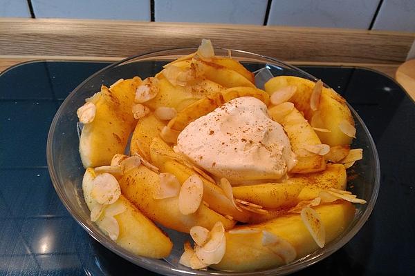 Baked Apple from Pan with Vanilla Ice Cream