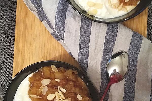 Baked Applesauce on Vanilla Cottage Cheese