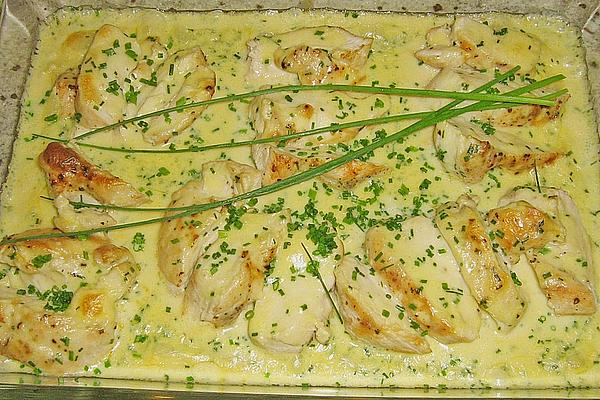 Baked Chicken Breast with Cheese and Chives Sauce