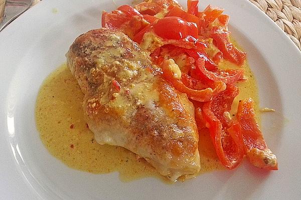 Baked Chicken Breasts on Red Pepper