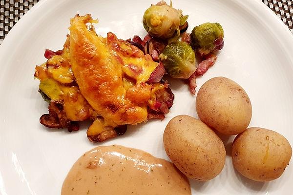 Baked Chicken Fillet on Brussels Sprouts
