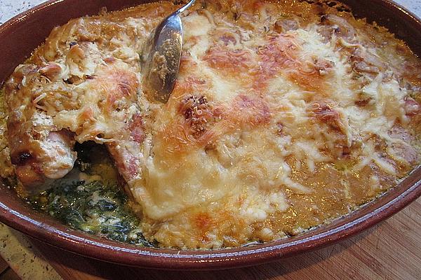 Baked Chicken Fillets on Bed Of Spinach