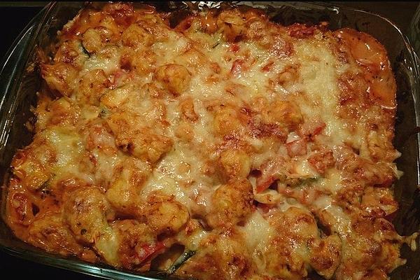 Baked Gnocchi with Zucchini, Bell Pepper and Tomato