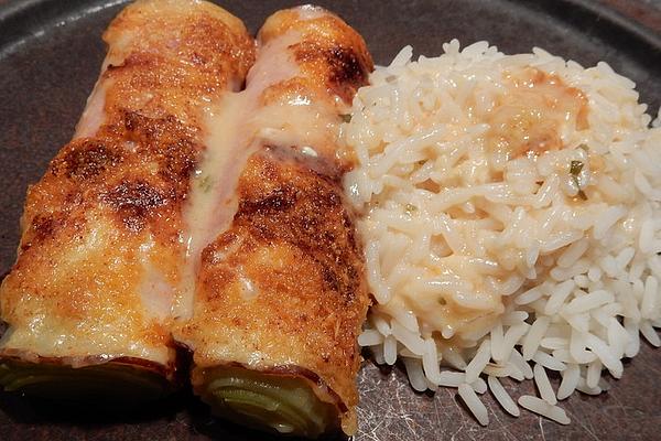 Baked Leek with Ham and Cheese
