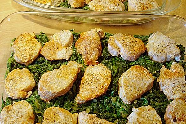 Baked Pork Tenderloin in Bed Of Spinach