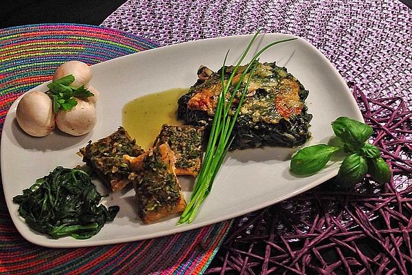 Baked Spinach Leaves with Mushrooms