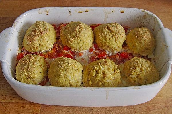 Baked Tofu Balls on Bed Of Vegetables