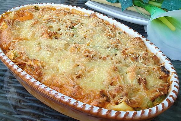 Baked Tortelloni in Tomato and Mushroom Cream