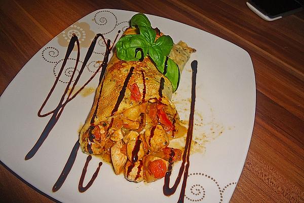 Basil Pancakes with Chicken Pesto Filling