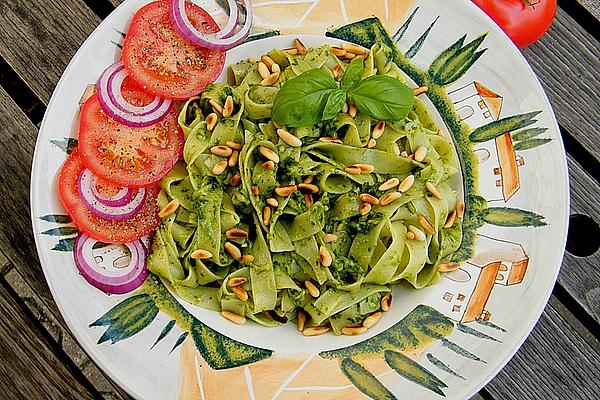 Basil Pasta with Pine Nuts