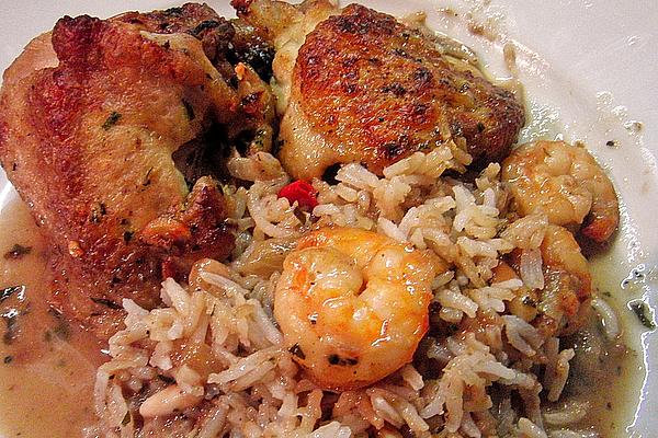 Basque Chicken with Prawns