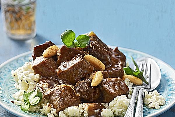 Beef Tajine with Almonds and Prunes