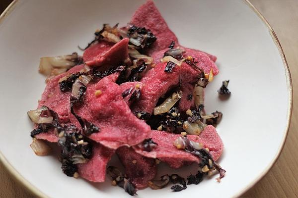 Beetroot Ravioli with Radicchio Filling