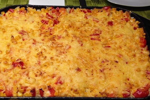 Bell Pepper and Rice Casserole with Chicken Breast Fillet