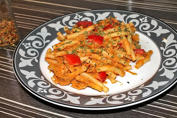 Bell Pepper and Sauerkraut Pan with Pasta