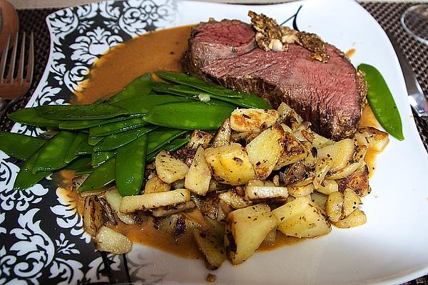 Bison Roast with Mozzarella Mustard Crust