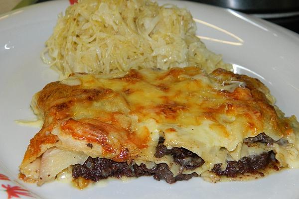 Black Pudding Lasagna with Cream Sauerkraut