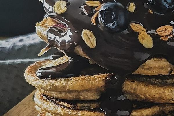 Blueberry Pancakes with Chocolate Topping