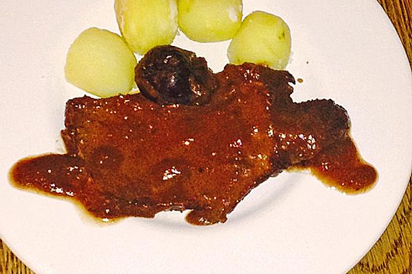 Braised Beef with Prunes, Calvados and Dark Chocolate