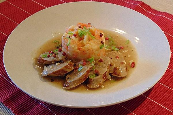 Bratwurst Goulash with Carrot and Potato Mash