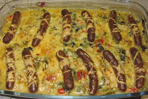Bratwurst – Vegetables – Gratin