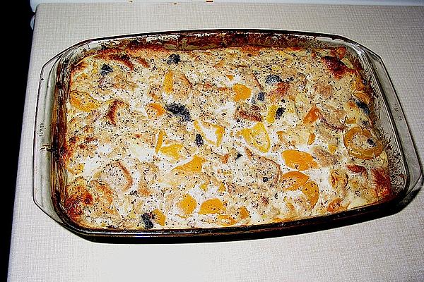 Bread Casserole with Poppy Seeds and Apricots