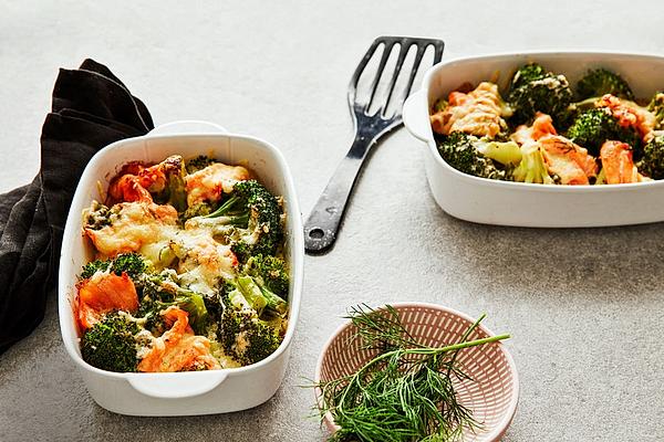 Broccoli and Smoked Salmon Gratin