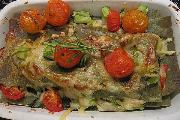 Broccoli Lasagna with Rosemary Tomatoes