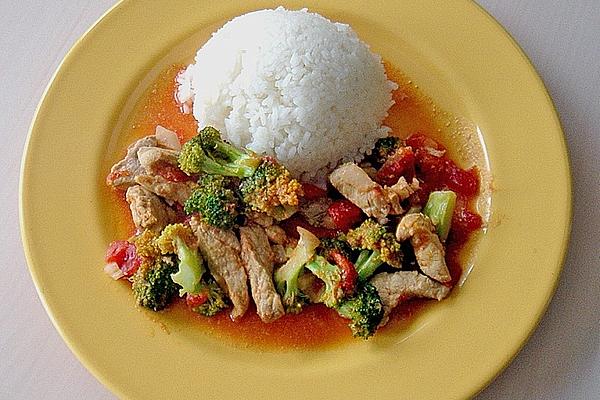 Broccoli – Sliced ​​turkey with Curry