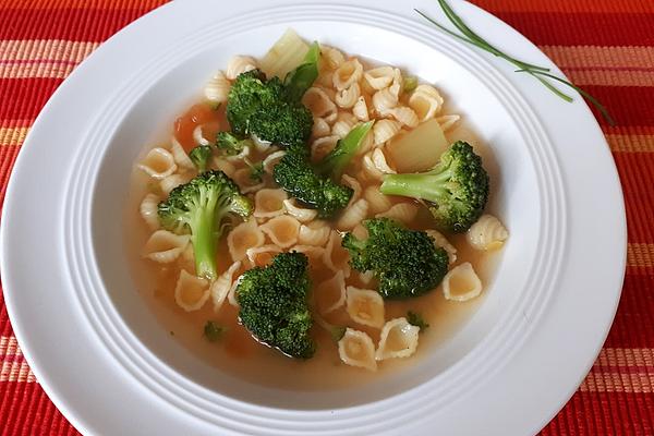Broccoli Vegetable Soup with Red Lentils and Noodles